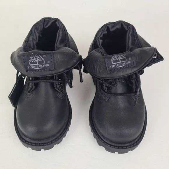 Timberland Roll Top Hex TODDLER Boots Waterproof Black Leather