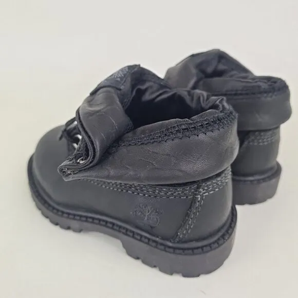 Timberland Roll Top Hex TODDLER Boots Waterproof Black Leather