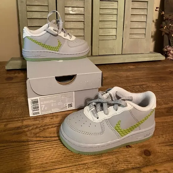 Toddler Nike Force 1 LV8 3 TD 'Wolf Grey Ghost Green' Shoes 7C NEW IN BOX