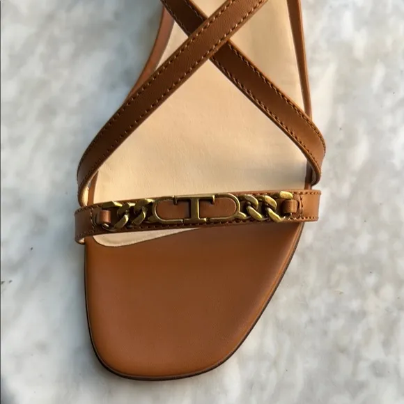 Tod's Tan Leather Sandals with Crisscross Straps