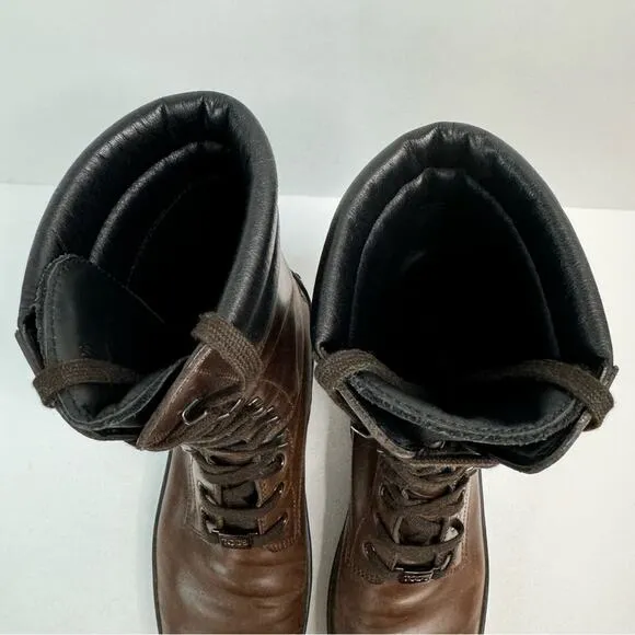 Tod’s Women’s Lace Up Leather Boots Oval Toe Brown Black Size 9.5 Designer Rare