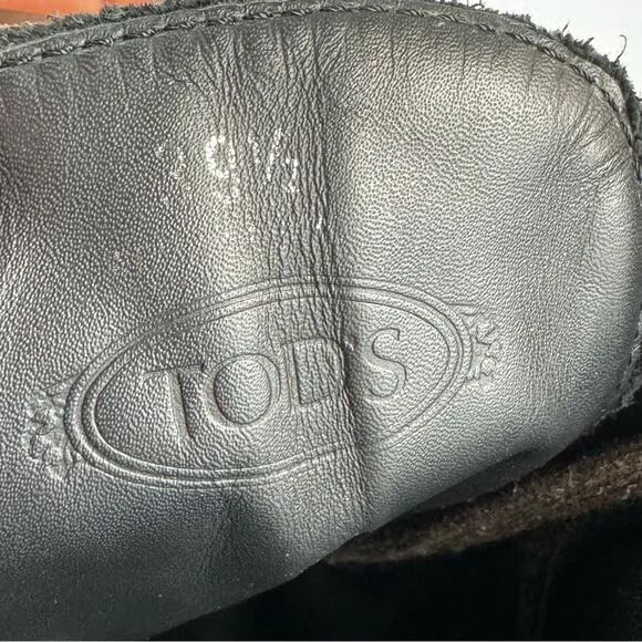 Tod’s Women’s Lace Up Leather Boots Oval Toe Brown Black Size 9.5 Designer Rare