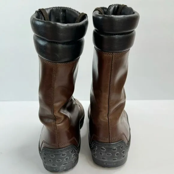 Tod’s Women’s Lace Up Leather Boots Oval Toe Brown Black Size 9.5 Designer Rare