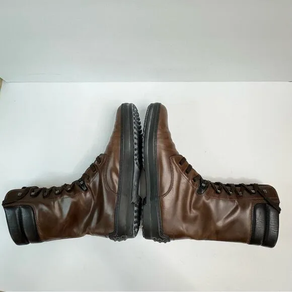 Tod’s Women’s Lace Up Leather Boots Oval Toe Brown Black Size 9.5 Designer Rare