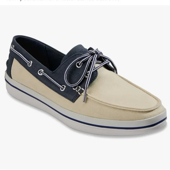 TOMMY BAHAMA Relaxology Rester Blue Cream Boat Shoes Moccasin Lacing  size 8