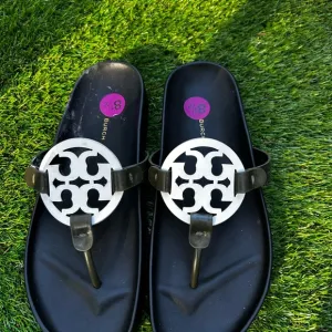 Tory Burch Black and Silver Sandals