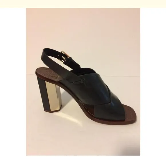 Tory Burch Bleecker Leather Heel Sandal Size 5 NEW