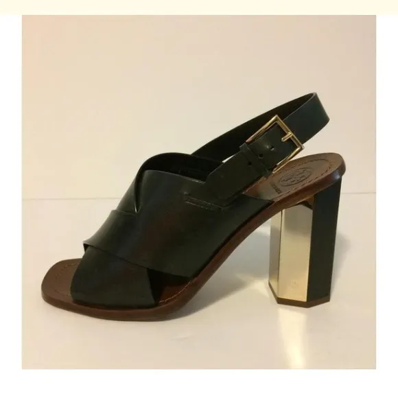 Tory Burch Bleecker Leather Heel Sandal Size 5 NEW