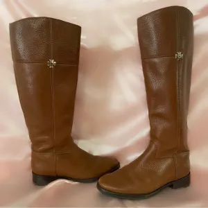Tory Burch Jolie riding boot knee 6.5 designer cognac brown leather fall winter