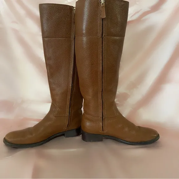 Tory Burch Jolie riding boot knee 6.5 designer cognac brown leather fall winter