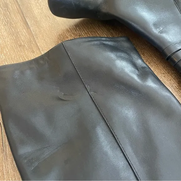Tory Burch Leather Knee High Boot Women’s 7 Black Riding Block Heel Fall Winter