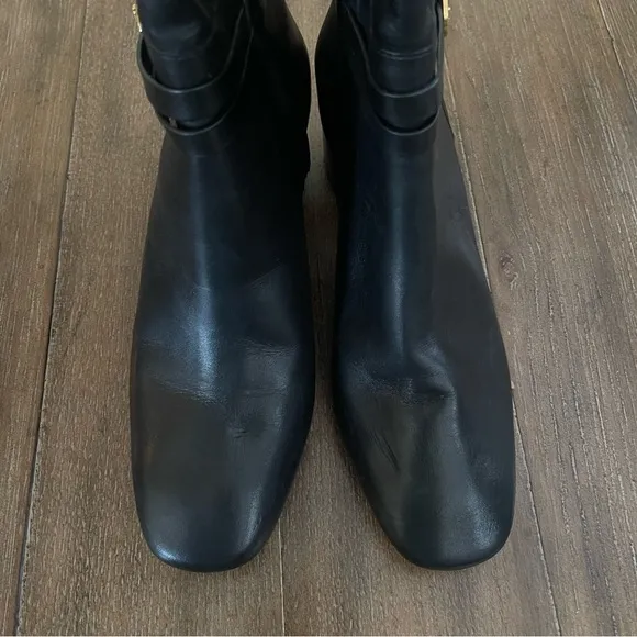Tory Burch Leather Knee High Boot Women’s 7 Black Riding Block Heel Fall Winter
