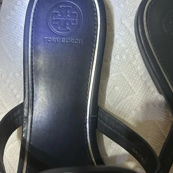 Tory Burch Miller Perfect Navy Sandals with Logo Accent women’s size 10 EUC