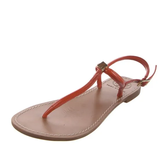 Tory Burch Red and Brown Sandals Minimalist Design
