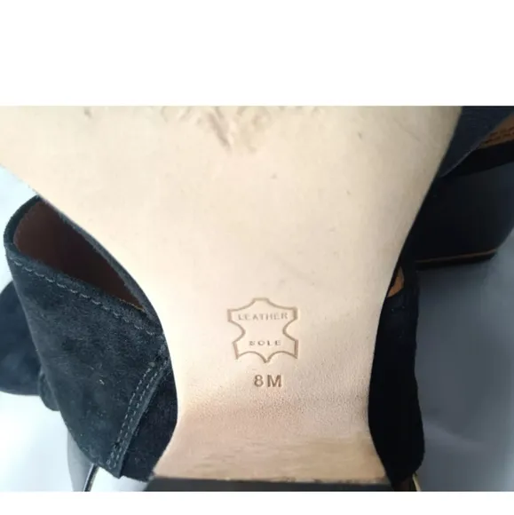 Tory Burch 'Selby' Block Heel Sandals Black Suede Women's Size 8 Shoes MSRP $278