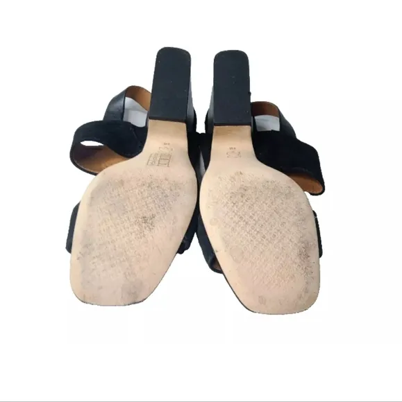 Tory Burch 'Selby' Block Heel Sandals Black Suede Women's Size 8 Shoes MSRP $278