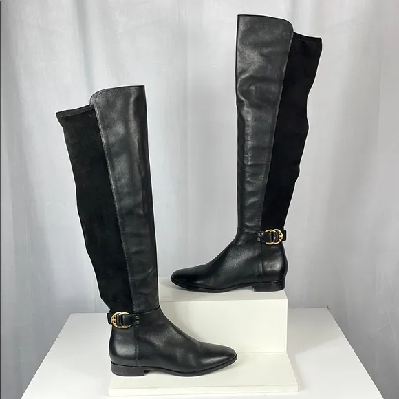 Tory Burch Women's Leather Suede Marsden Over The Knee Boot Shoes 49995.
