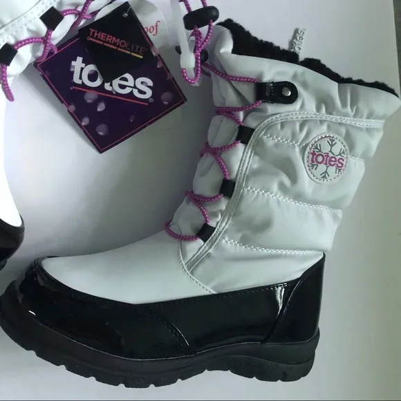 TOTES Girl’s White/Black Boots Size 3M