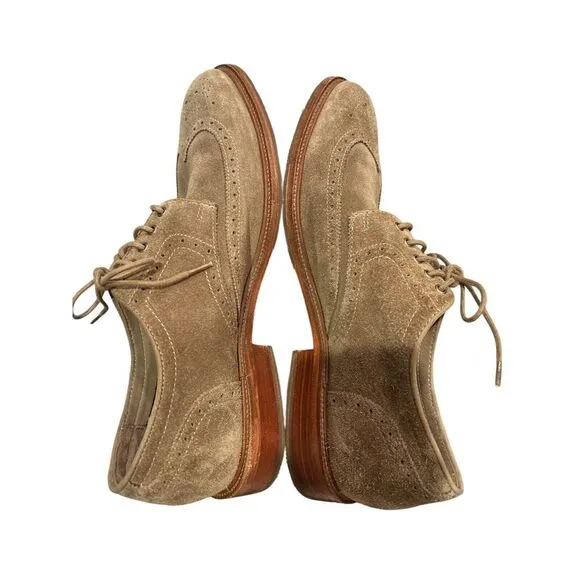 Trask Shoes Mens Wingtip Oxfords Tan Suede Leather Vibram Soles 30-1700 Size 11M