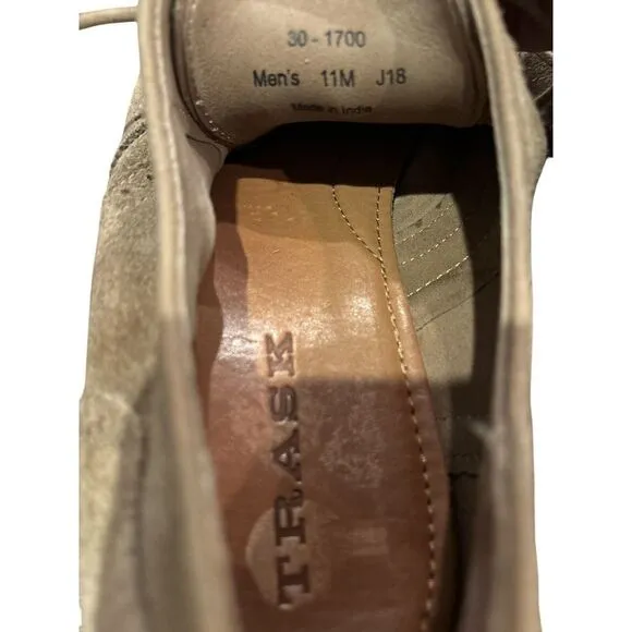 Trask Shoes Mens Wingtip Oxfords Tan Suede Leather Vibram Soles 30-1700 Size 11M