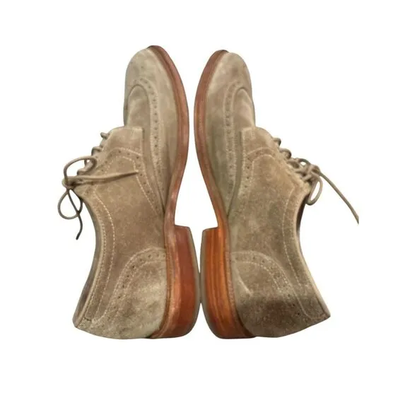 Trask Shoes Mens Wingtip Oxfords Tan Suede Leather Vibram Soles 30-1700 Size 11M