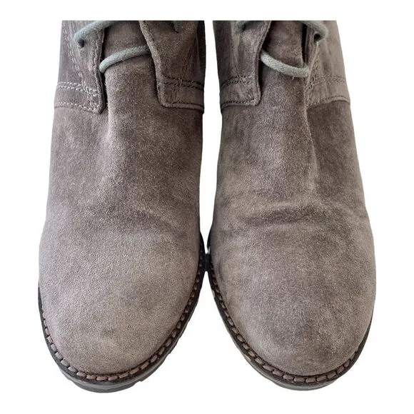 TRASK Womens Tatum Wedges Brown Suede Lace-Up Ankle Boots Booties Solid Shoes 7