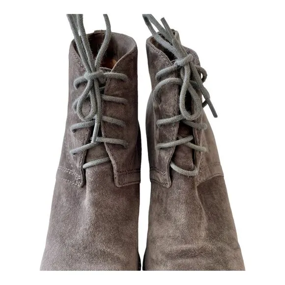 TRASK Womens Tatum Wedges Brown Suede Lace-Up Ankle Boots Booties Solid Shoes 7