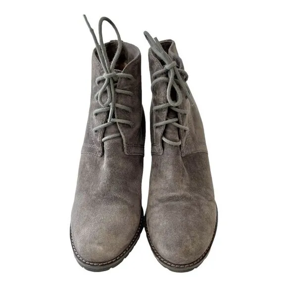 TRASK Womens Tatum Wedges Brown Suede Lace-Up Ankle Boots Booties Solid Shoes 7