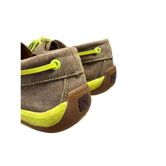 Twisted X Brown Neon Leather Lace Up Moccasin Boat‎ Driving Shoes Size 9M