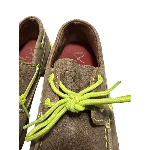 Twisted X Brown Neon Leather Lace Up Moccasin Boat‎ Driving Shoes Size 9M