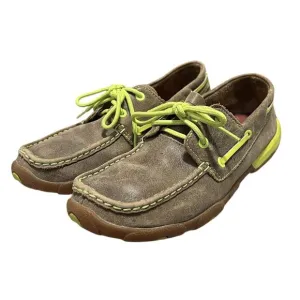 Twisted X Brown Neon Leather Lace Up Moccasin Boat‎ Driving Shoes Size 9M