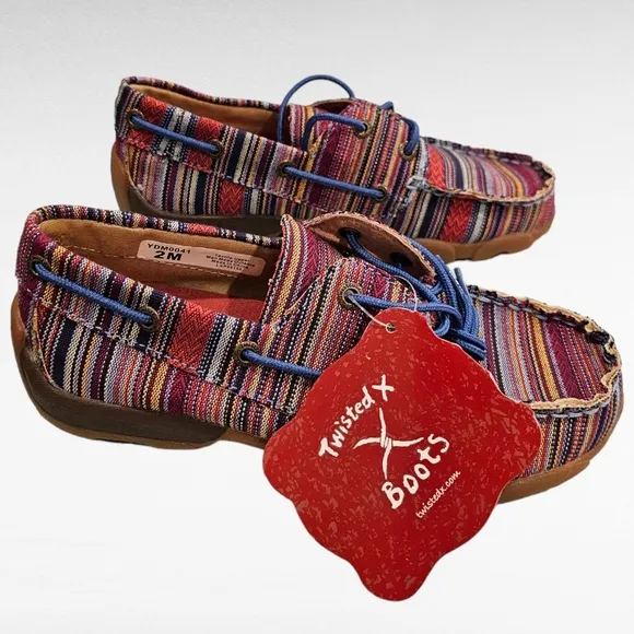 Twisted X Serape Moccasin Boat Shoes Style YDM0041 Kids Youth Unisex
