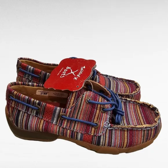 Twisted X Serape Moccasin Boat Shoes Style YDM0041 Kids Youth Unisex