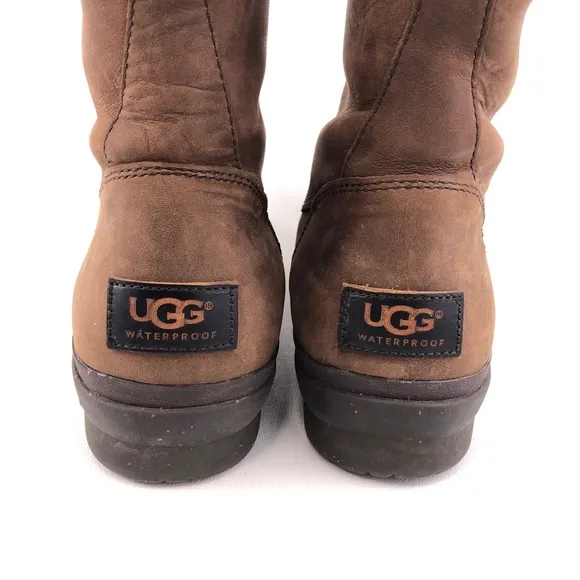 UGG Arquette Brown Leather Winter Boots 9