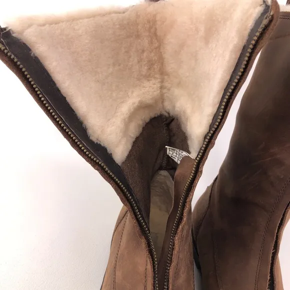 UGG Arquette Brown Leather Winter Boots 9