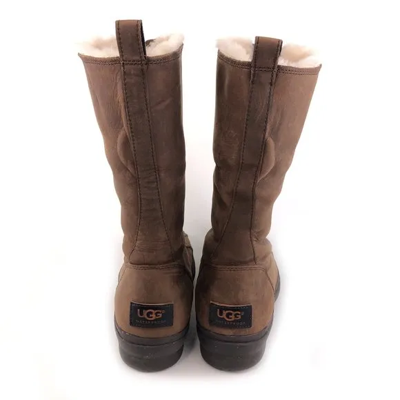 UGG Arquette Brown Leather Winter Boots 9