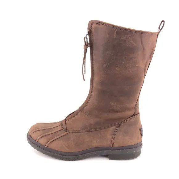 UGG Arquette Brown Leather Winter Boots 9