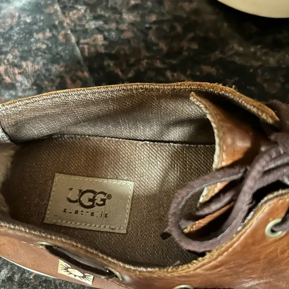 UGG Australia Boat Shoes Mens Brown Moc Toe Lace Up Leather size 10