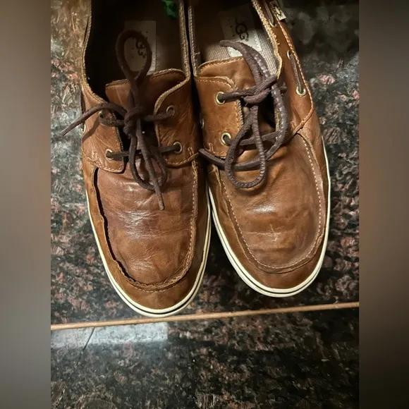 UGG Australia Boat Shoes Mens Brown Moc Toe Lace Up Leather size 10