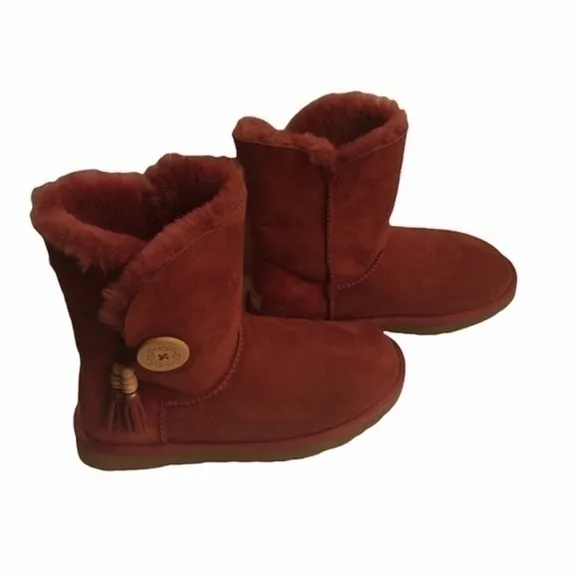 Ugg Australia dark pink shearling suede Eva boots 9