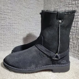 UGG Aveline Women's Size 8.5 US Black Suede Harness Zip Sued Winter Boots 111246