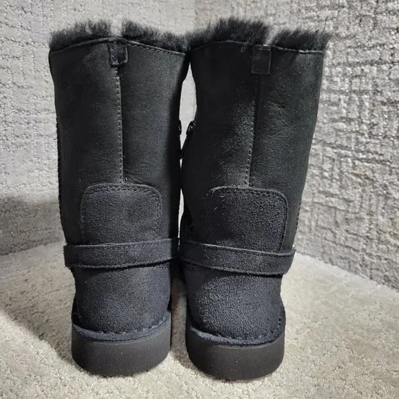 UGG Aveline Women's Size 8.5 US Black Suede Harness Zip Sued Winter Boots 111246