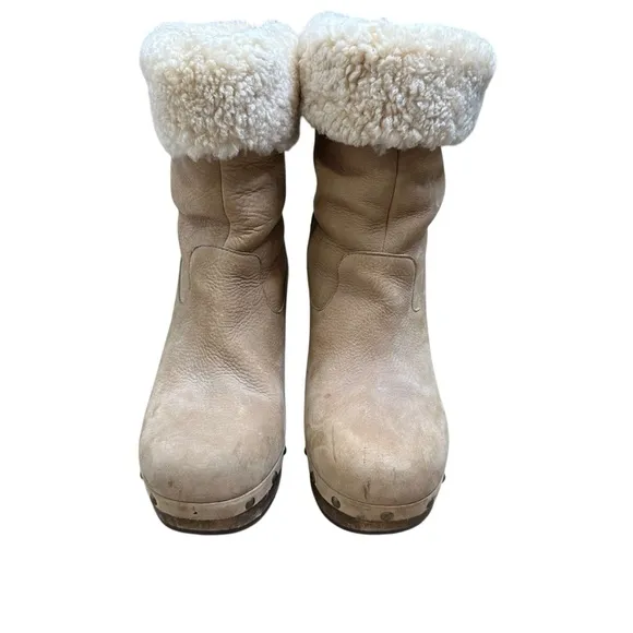 Ugg Carnegie Tan Suede Wedge Boots | Size 10