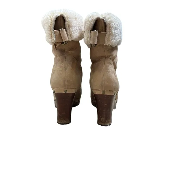 Ugg Carnegie Tan Suede Wedge Boots | Size 10
