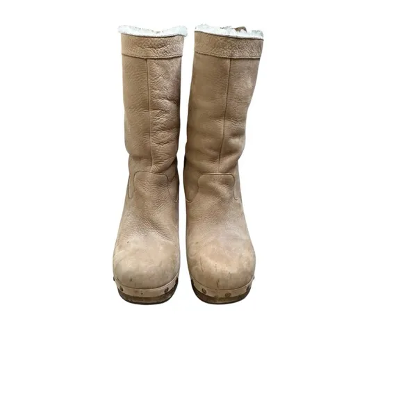 Ugg Carnegie Tan Suede Wedge Boots | Size 10