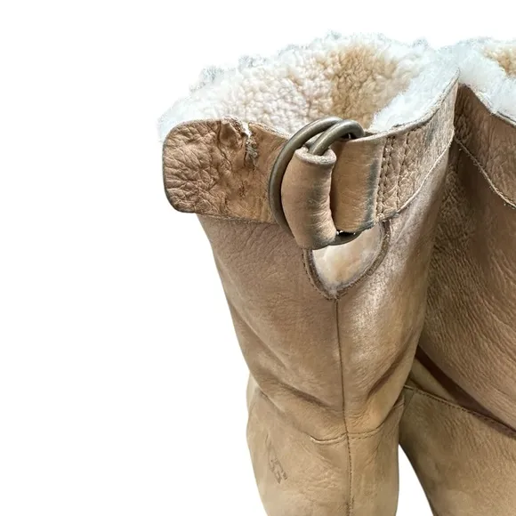 Ugg Carnegie Tan Suede Wedge Boots | Size 10
