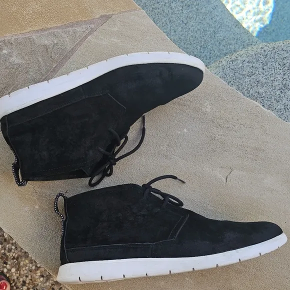 Ugg CHUKKA BOOT FREAMON BLACK WHITE TWINSOLE Black Suede Men's Shoes 11,5