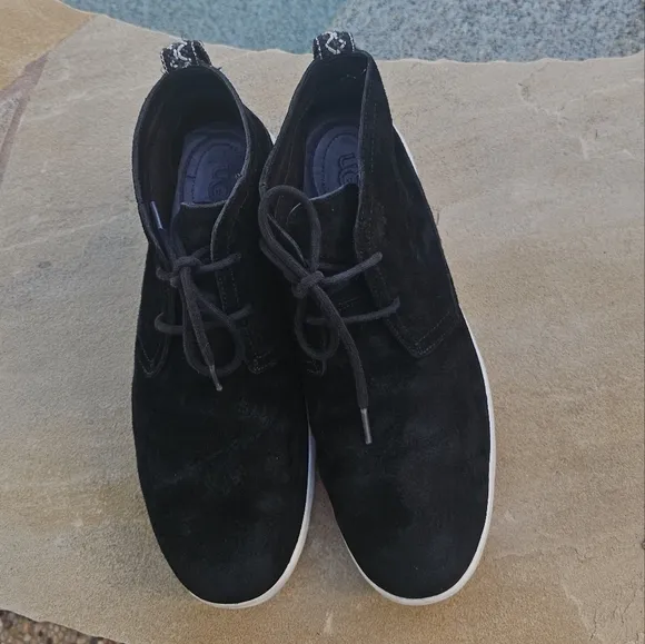 Ugg CHUKKA BOOT FREAMON BLACK WHITE TWINSOLE Black Suede Men's Shoes 11,5
