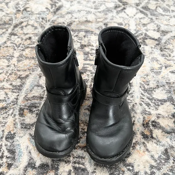 UGG Harwell‎ Black Leather Buckle Moto Winter Boots