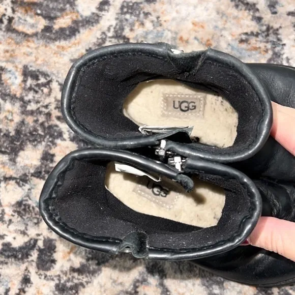 UGG Harwell‎ Black Leather Buckle Moto Winter Boots